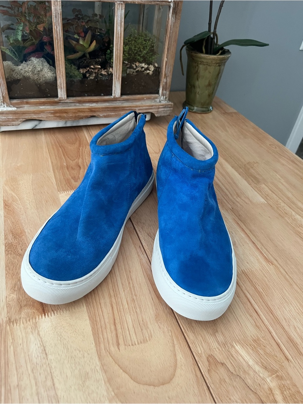 Joshua Saunders Women’s Electric Blue Suede Slip-On Ankle Booties NWoB